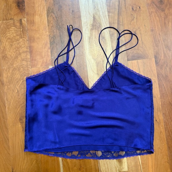 Vintage Gold Tag Victoria Secret Purple Slip Lingerie Lace Tank Top M - Picture 5 of 6